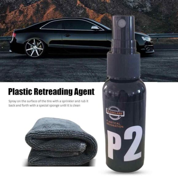 P2 Antioxidant Spray for Car Plastic & Leather Parts Renewal - Advanced Formula Car Detailing Treatment and Re-Shine for Car Interior & Exterior Parts & Bumpers