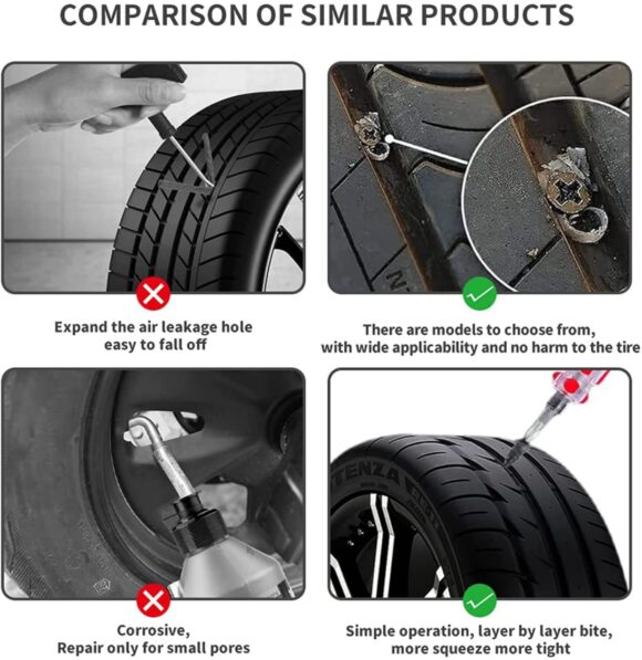 Rubber Screws for Rapid Repair Drilled Tire Fits All World Tires Auto Tires Bicycles Automobile Truck - (10) - Image 2