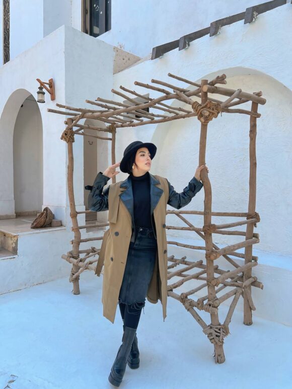 Anna Fashion Coat Leather & Gabardine - Image 2