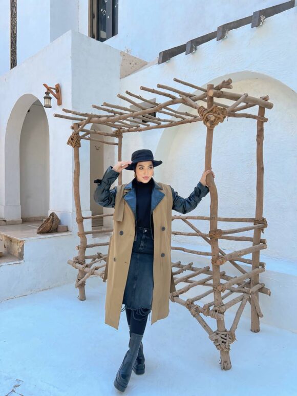 Anna Fashion Coat Leather & Gabardine