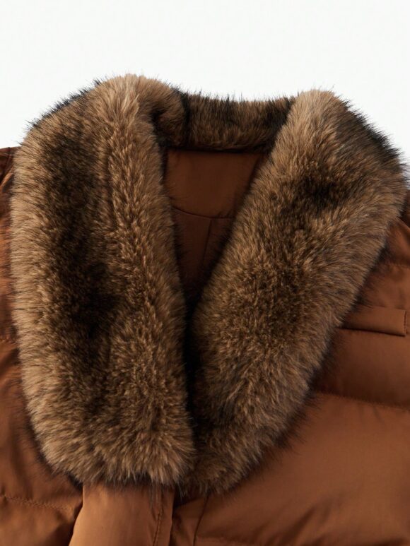 MOTF PREMIUM CONTRAST FUZZY COLLAR BELTED PADDED COAT - Image 6