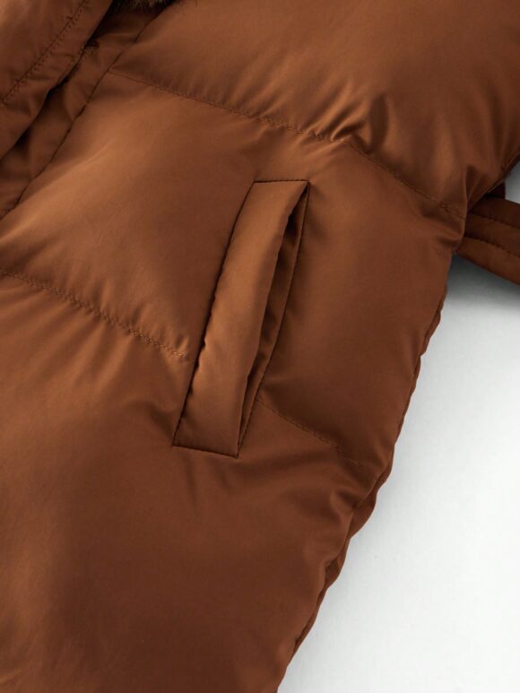 MOTF PREMIUM CONTRAST FUZZY COLLAR BELTED PADDED COAT - Image 10