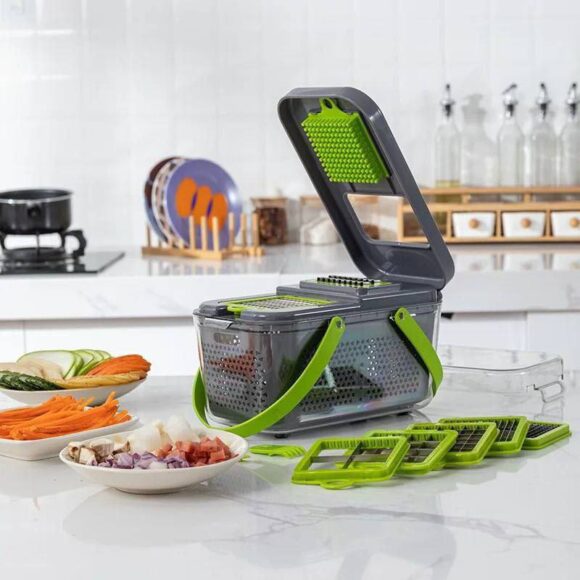 Vegetable Slicer Grater - 22 Pieces with 14 Weapons and Fridge Case - Versatile Tool for Thoughtful and Creative Kitchen Cooking and Chopping - Image 5