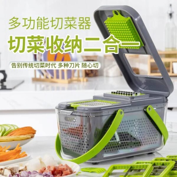 Vegetable Slicer Grater - 22 Pieces with 14 Weapons and Fridge Case - Versatile Tool for Thoughtful and Creative Kitchen Cooking and Chopping