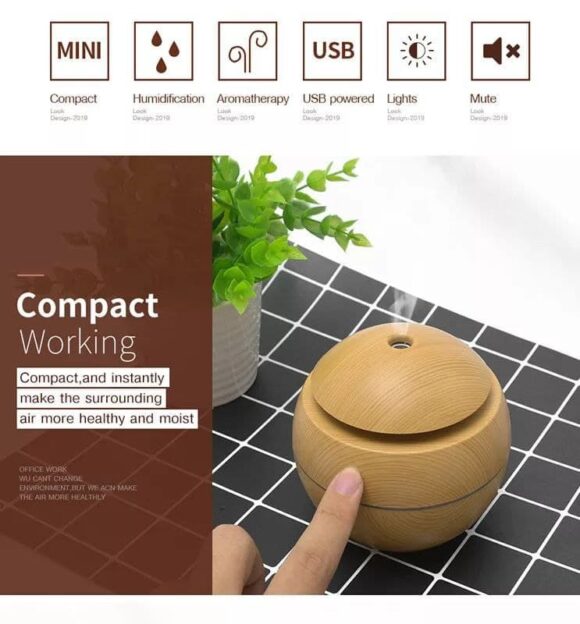 Aroma Diffuser for Car and Home..Everywhere Works on Any USB Input Diffuser with 7 Colors Lighting - Image 6