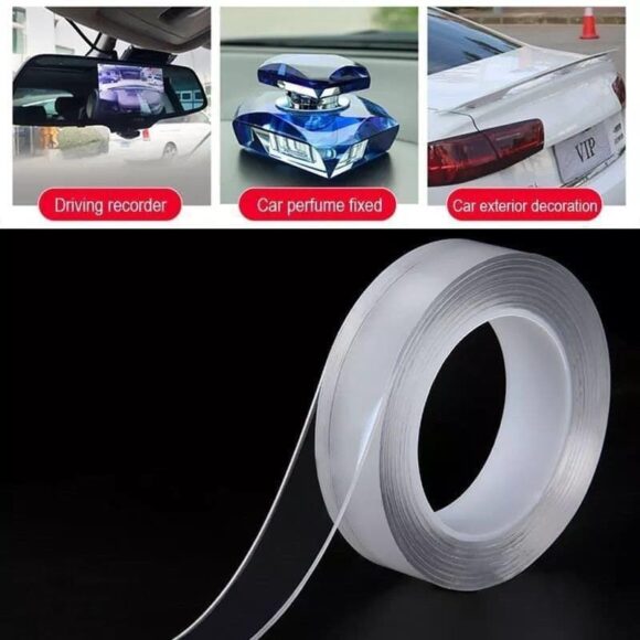 Double Sided Adhesive 3 mtr Grip Tape, Transparent Strong Adhesive Traceless Tape Removable Washable and Reusable Anti Slip Double Sided Sticky Strips Clear - Image 6