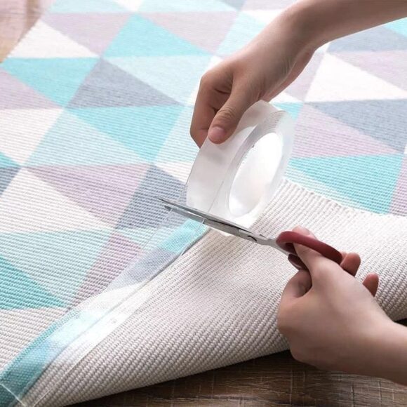 Double Sided Adhesive 3 mtr Grip Tape, Transparent Strong Adhesive Traceless Tape Removable Washable and Reusable Anti Slip Double Sided Sticky Strips Clear - Image 7