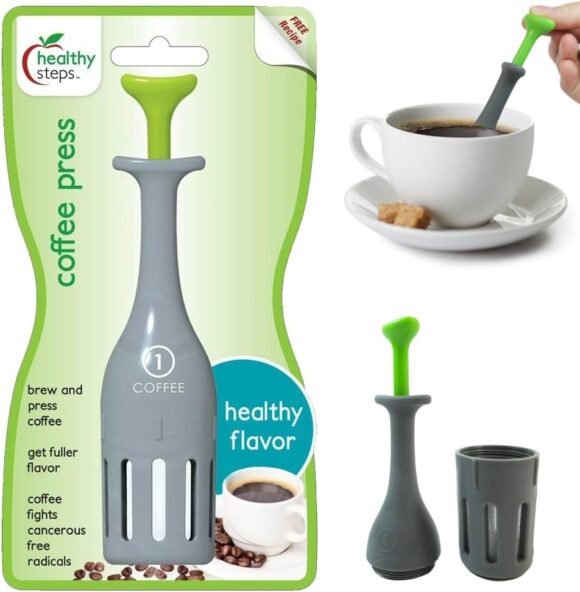 Strainer with Press for Tea, Coffee, Spices, Herbs, Compact French Press Coffee Strainer, Portable Manual Strainer