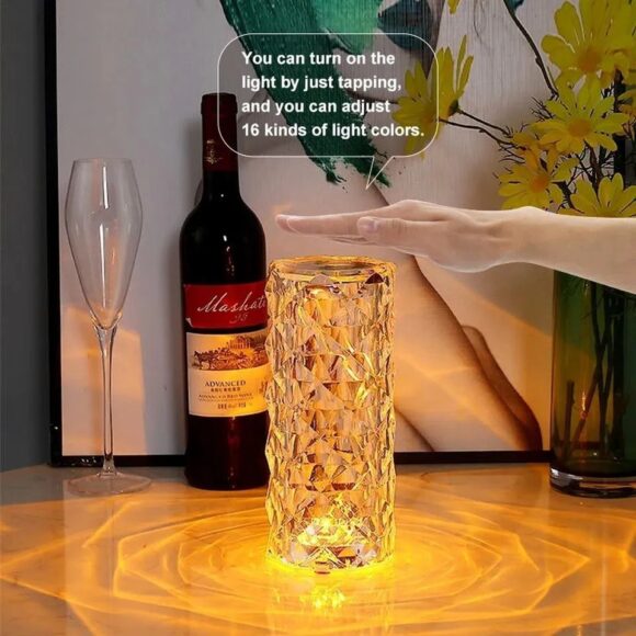 Crystal Lamp 16 Color Changing RGB Acrylic Night Light Portable Touch Lamp with Remote Control USB Romantic LED Rose Diamond Table Lamps for Living Room, Bar, Bedroom, Gift for Kids Girls - Image 8