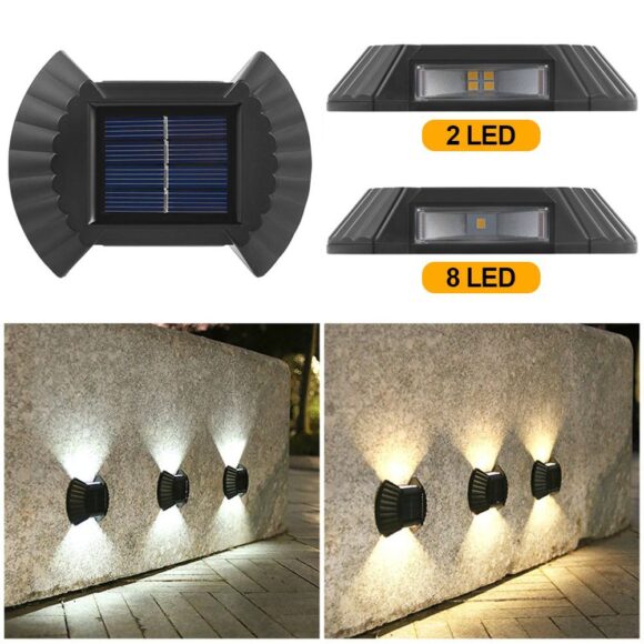 Solar Wall Lamp Set 4 Pcs Up and Down Smart Lighting Control Double Head IP65 Waterproof LED Modern Porch Lamp Garden Decor - Image 8