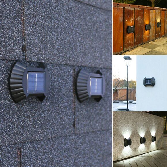 Solar Wall Lamp Set 4 Pcs Up and Down Smart Lighting Control Double Head IP65 Waterproof LED Modern Porch Lamp Garden Decor - Image 9