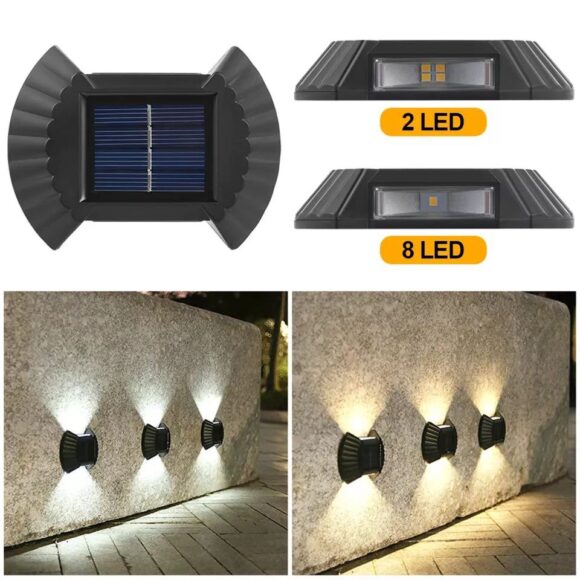 Solar Wall Lamp Set 4 Pcs Up and Down Smart Lighting Control Double Head IP65 Waterproof LED Modern Porch Lamp Garden Decor - Image 4