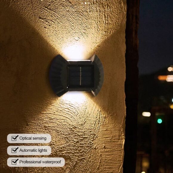 Solar Wall Lamp Set 4 Pcs Up and Down Smart Lighting Control Double Head IP65 Waterproof LED Modern Porch Lamp Garden Decor - Image 5