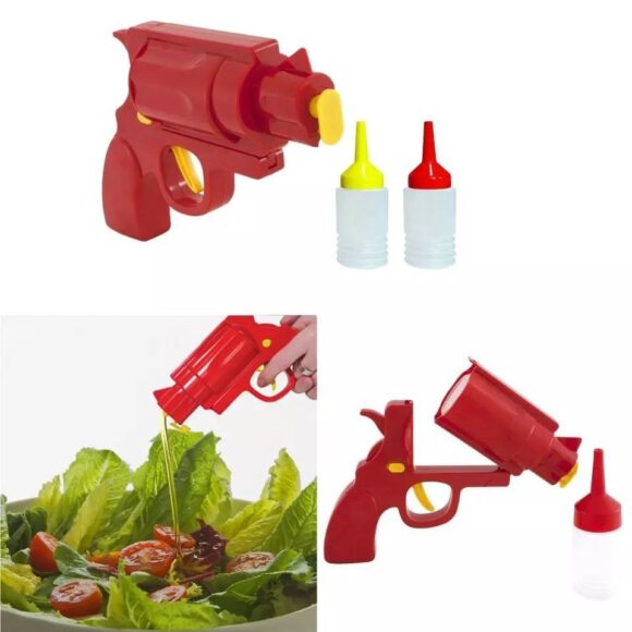 1PC Shooter Dispenser – Plastic Ketchup Mustard BBQ Hot Sauce Container Squeeze Gun Shaped Bottle - Image 5