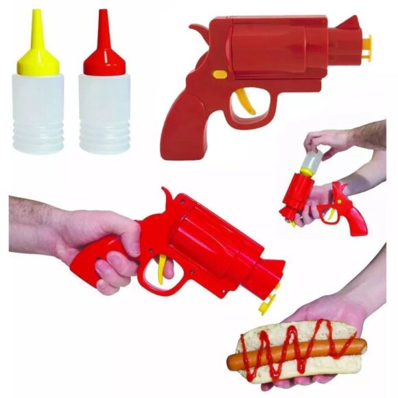 1PC Shooter Dispenser – Plastic Ketchup Mustard BBQ Hot Sauce Container Squeeze Gun Shaped Bottle - Image 6