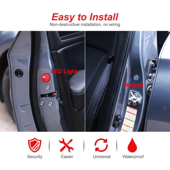 LED Car Door Warning Lights, Wireless Anti-Collision LED Strobe Light Accident Stopper, Door Signal Light for Car Safety Passengers - Image 7