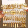 Cross-border Hot Selling Metal Spiral Chain Earrings Set Creative Simple Earring Geometric Earrings 24pcs Set
