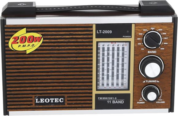 Leotec lt-2009 11 band high sensitivity radio - wooden