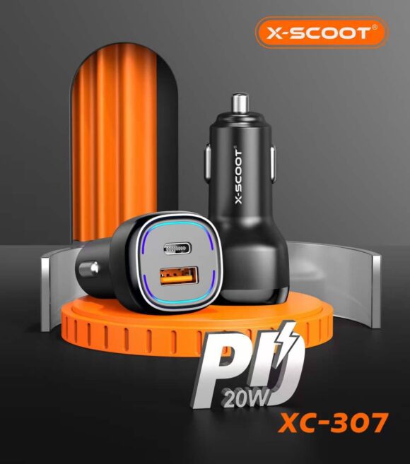 X-Scoot XC-307 Car Charger Type-C + QC3.0 USB 20W Fast Charging With - Image 2