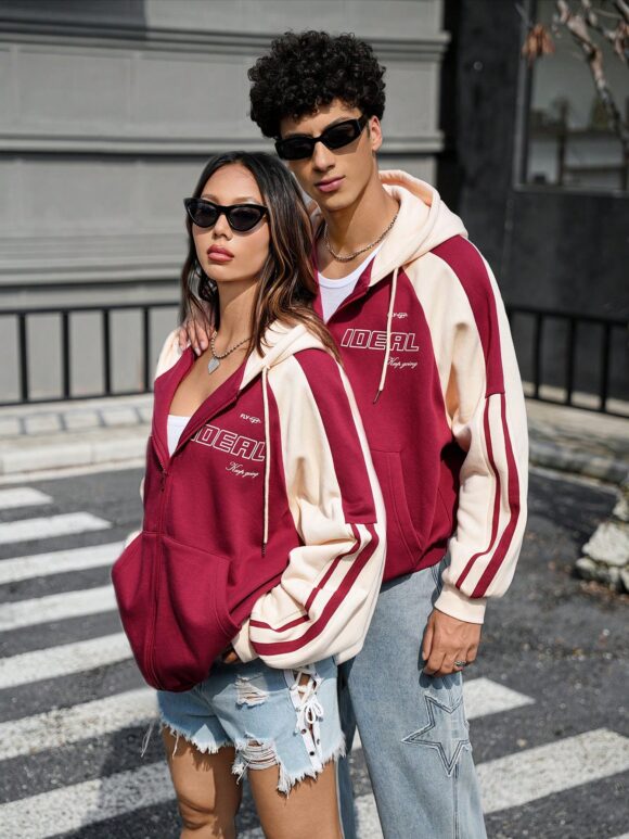 Manfinity Unisex Men Knitted Loose Casual Colorblock Patchwork Long Sleeve Hooded Sweatshirt Sweatshirt - Image 4