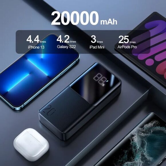 JOYROOM JR-192 High Capacity 20,000 MAh Fast Charge 22.5W Power Bank - Black