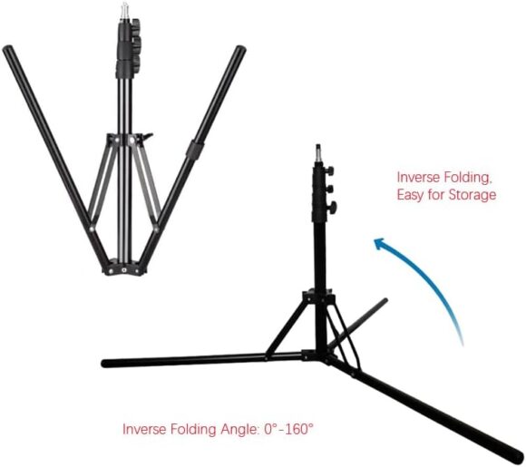 2M Adjustable Tripod Stand for Ring Light - Multifunctional Portable Tripod for Studio Lighting Adjustable Tripod 2M For Ring Light-Portable Multifunctional Video Studio Lighting - Black - Image 5