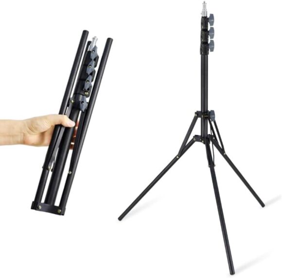 2M Adjustable Tripod Stand for Ring Light - Multifunctional Portable Tripod for Studio Lighting Adjustable Tripod 2M For Ring Light-Portable Multifunctional Video Studio Lighting - Black - Image 3