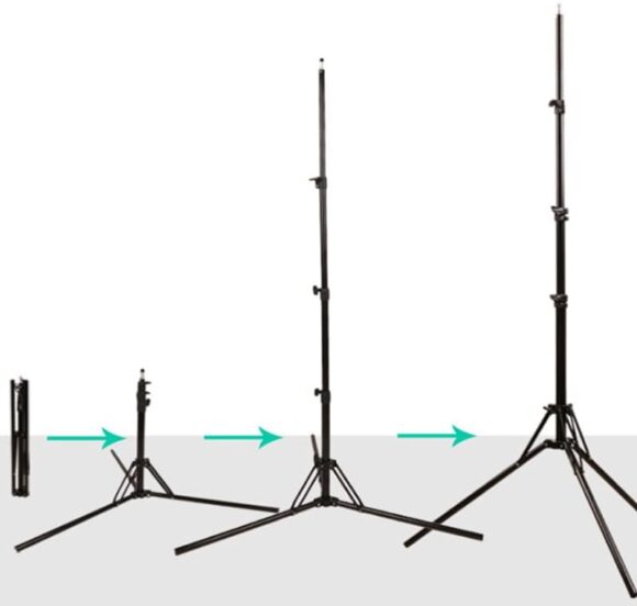 2M Adjustable Tripod Stand for Ring Light - Multifunctional Portable Tripod for Studio Lighting Adjustable Tripod 2M For Ring Light-Portable Multifunctional Video Studio Lighting - Black - Image 4