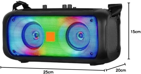 Booms Box 3 Pro Speaker, Wireless Bluetooth Speaker, with RGB Lighting, Support Radio/AUX/USB, Microphone Input, Waterproof, with Strap for Easy Carrying, Stylish and Modern Design - Image 8