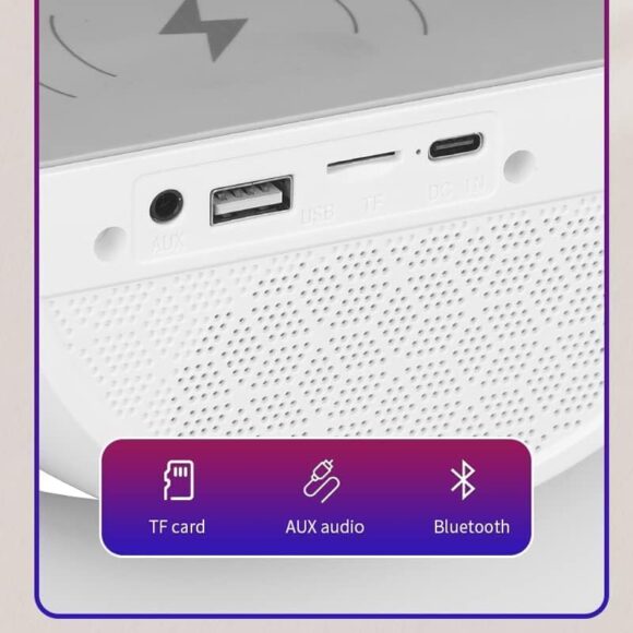 2023 Multifunctional Wireless Charger RGB Light Alarm Clock, Portable 3 IN 1 Charging Station Smart Bluetooth Speaker, Bedside Intelligent Atmosphere Light, Rechargeable Table Lamp APP Control - Image 3