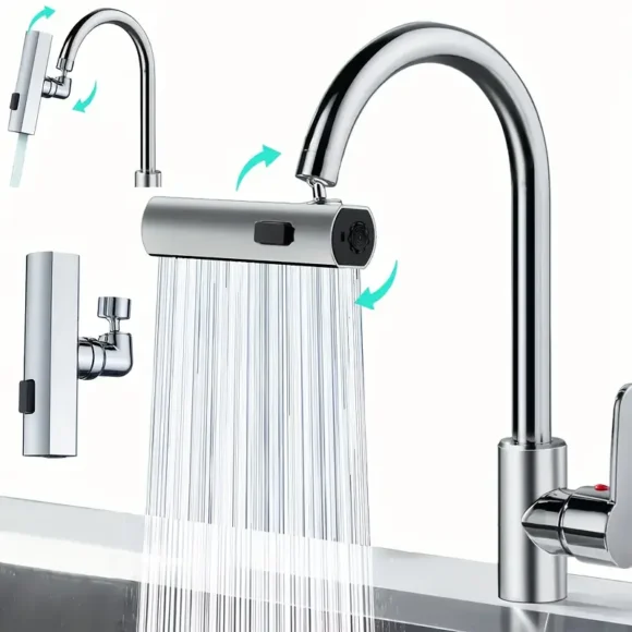 1pc Universal 3-Way Water Outlet Faucet Adapter, ABS Material, Easy Installation, No Electricity Needed, Bathroom Sink Accessory, Multi-Functional Dispenser - Image 8