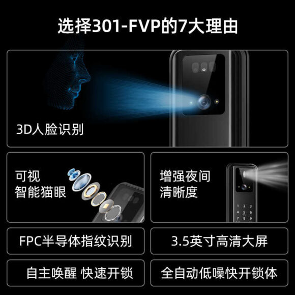 Philips fingerprint lock smart door lock password lock visual cat eye electronic lock DDL301FVP - Image 35