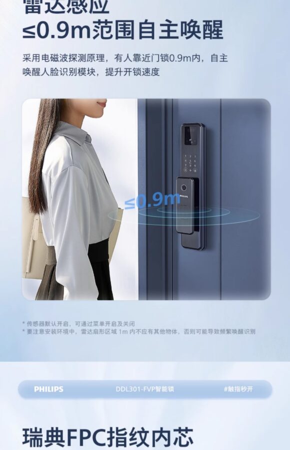 Philips fingerprint lock smart door lock password lock visual cat eye electronic lock DDL301FVP - Image 22
