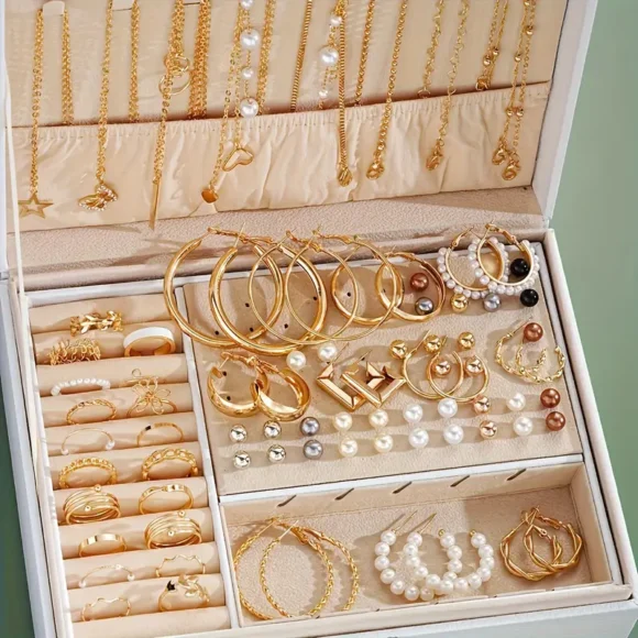 86pcs/set Elegant Vintage Jewelry Set, Multi-Layer Necklaces, Earrings, Rings, 4-in-1 Combo For Women, Ideal For Daily, Commute, Mother's Day, Valentine's Gift (Box Not Included) - Image 6