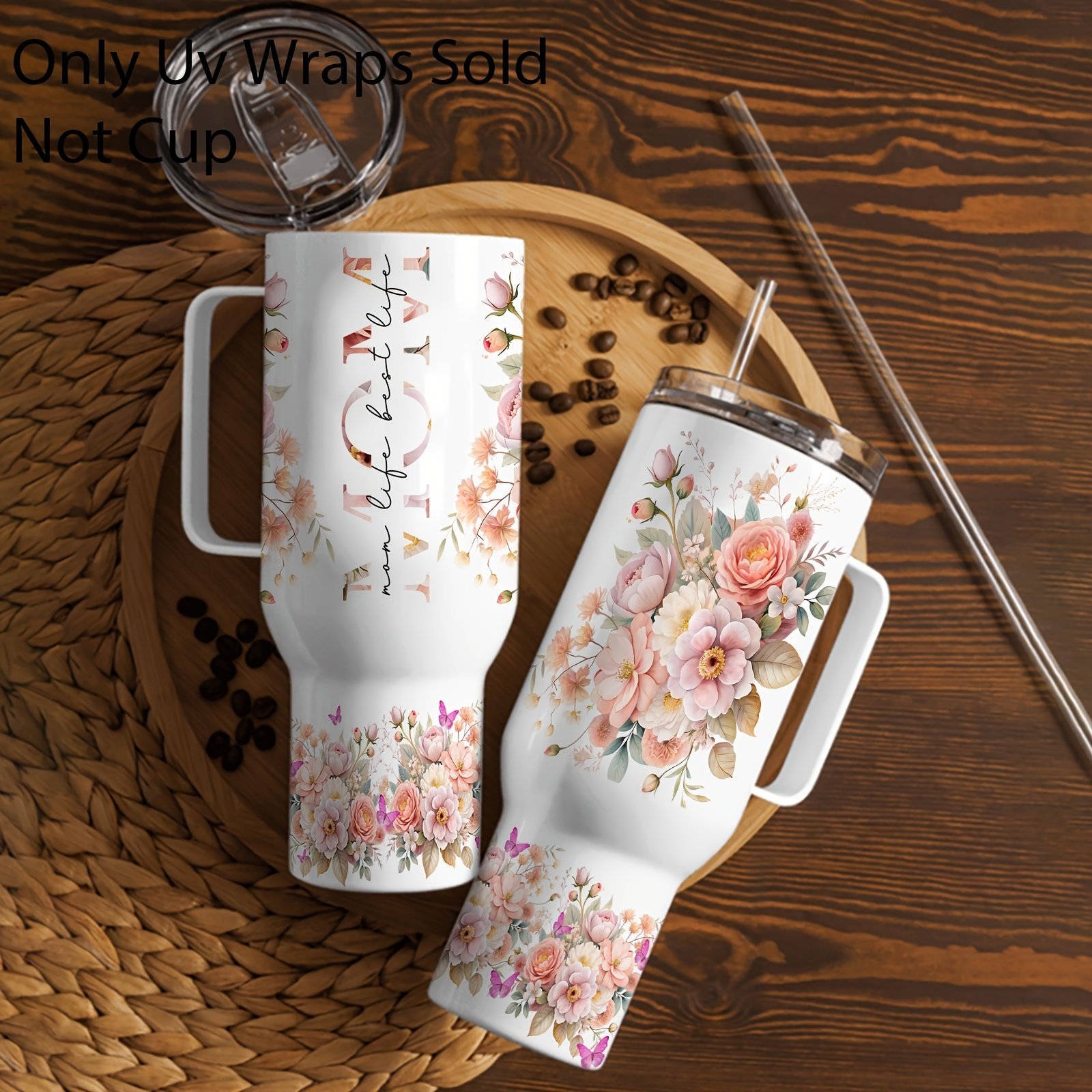 2pcs Floral-Themed Mom Life Transfer for 40Oz Libbey Glasses - Waterproof And Scratch-Resistant, Decorative Kit Suitable for Glasses, Coffee Mugs, Etc. (Cup Not Included), Ideal Gift for Birthdays, Holidays, And Mother'S Day - Image 4