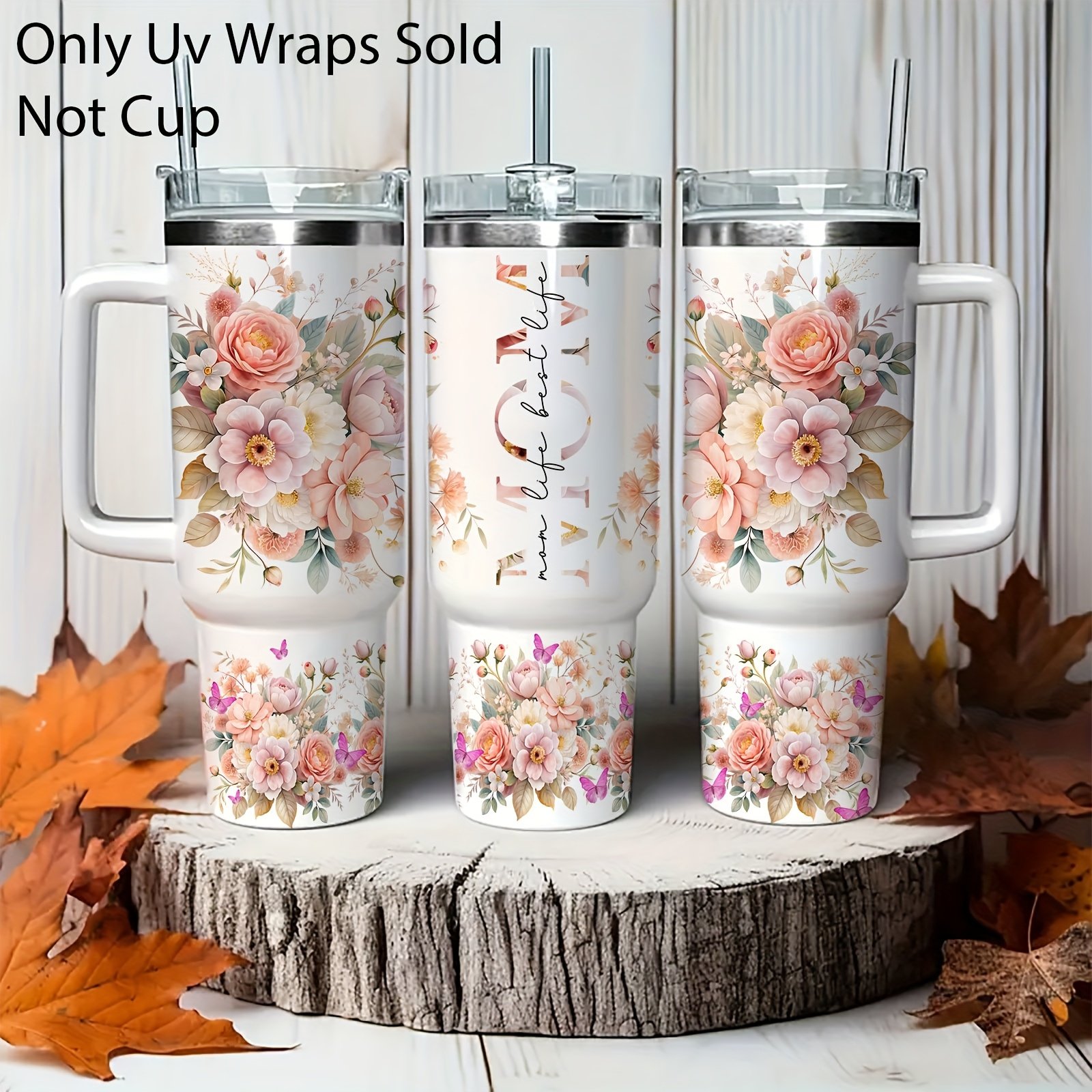 2pcs Floral-Themed Mom Life Transfer for 40Oz Libbey Glasses - Waterproof And Scratch-Resistant, Decorative Kit Suitable for Glasses, Coffee Mugs, Etc. (Cup Not Included), Ideal Gift for Birthdays, Holidays, And Mother'S Day - Image 5