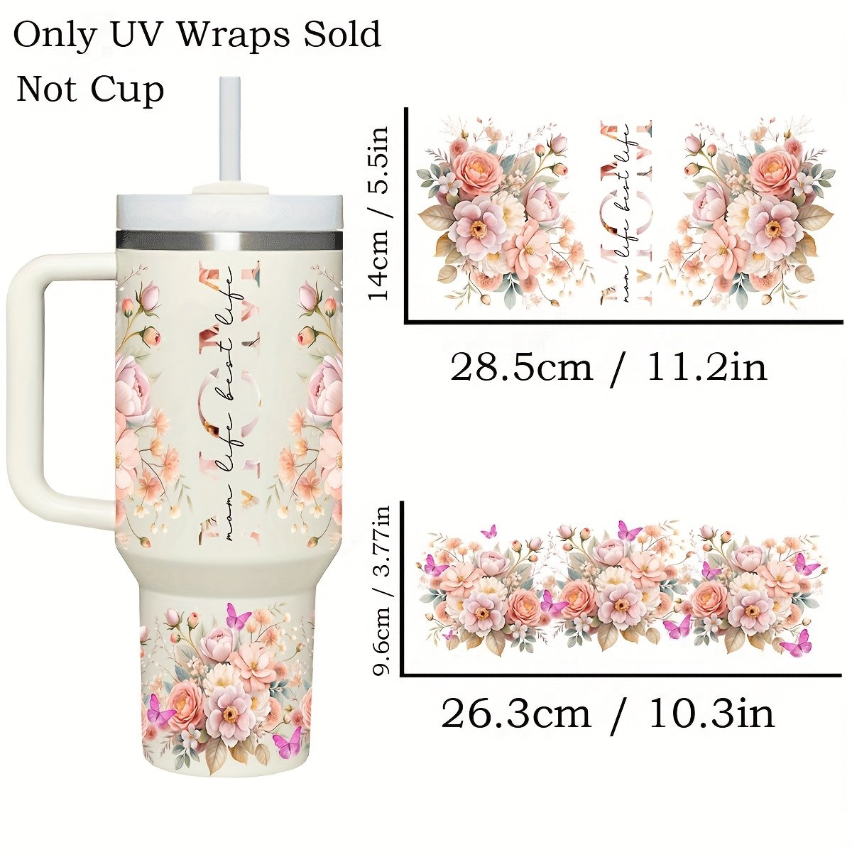 2pcs Floral-Themed Mom Life Transfer for 40Oz Libbey Glasses - Waterproof And Scratch-Resistant, Decorative Kit Suitable for Glasses, Coffee Mugs, Etc. (Cup Not Included), Ideal Gift for Birthdays, Holidays, And Mother'S Day - Image 10
