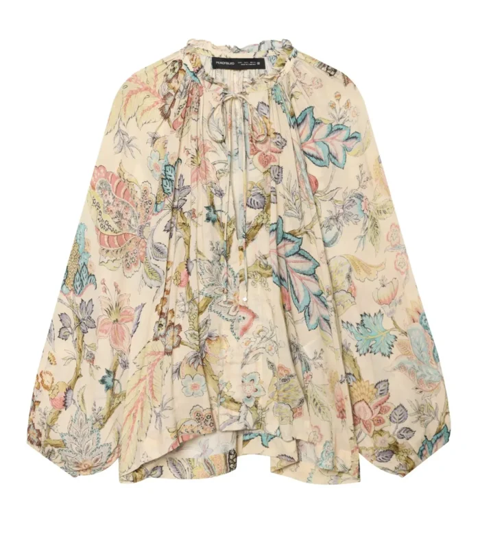 Willshela Women Fashion Printed Bow Lace Up Pleated Blouse Vintage O-Neck Long Puff Sleeves Female Chic Lady Shirts - AliExpress 200000345