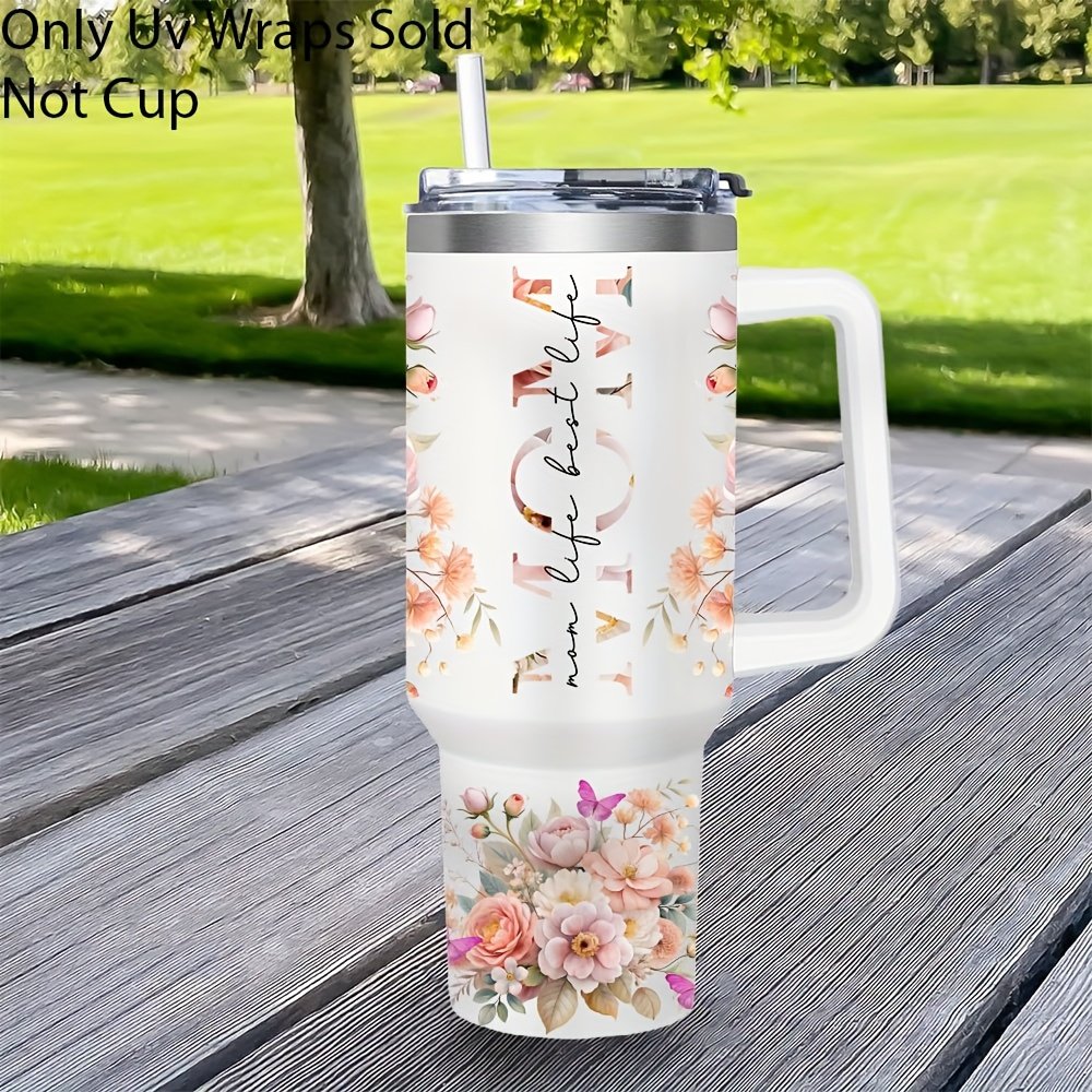 2pcs Floral-Themed Mom Life Transfer for 40Oz Libbey Glasses - Waterproof And Scratch-Resistant, Decorative Kit Suitable for Glasses, Coffee Mugs, Etc. (Cup Not Included), Ideal Gift for Birthdays, Holidays, And Mother'S Day - Image 3
